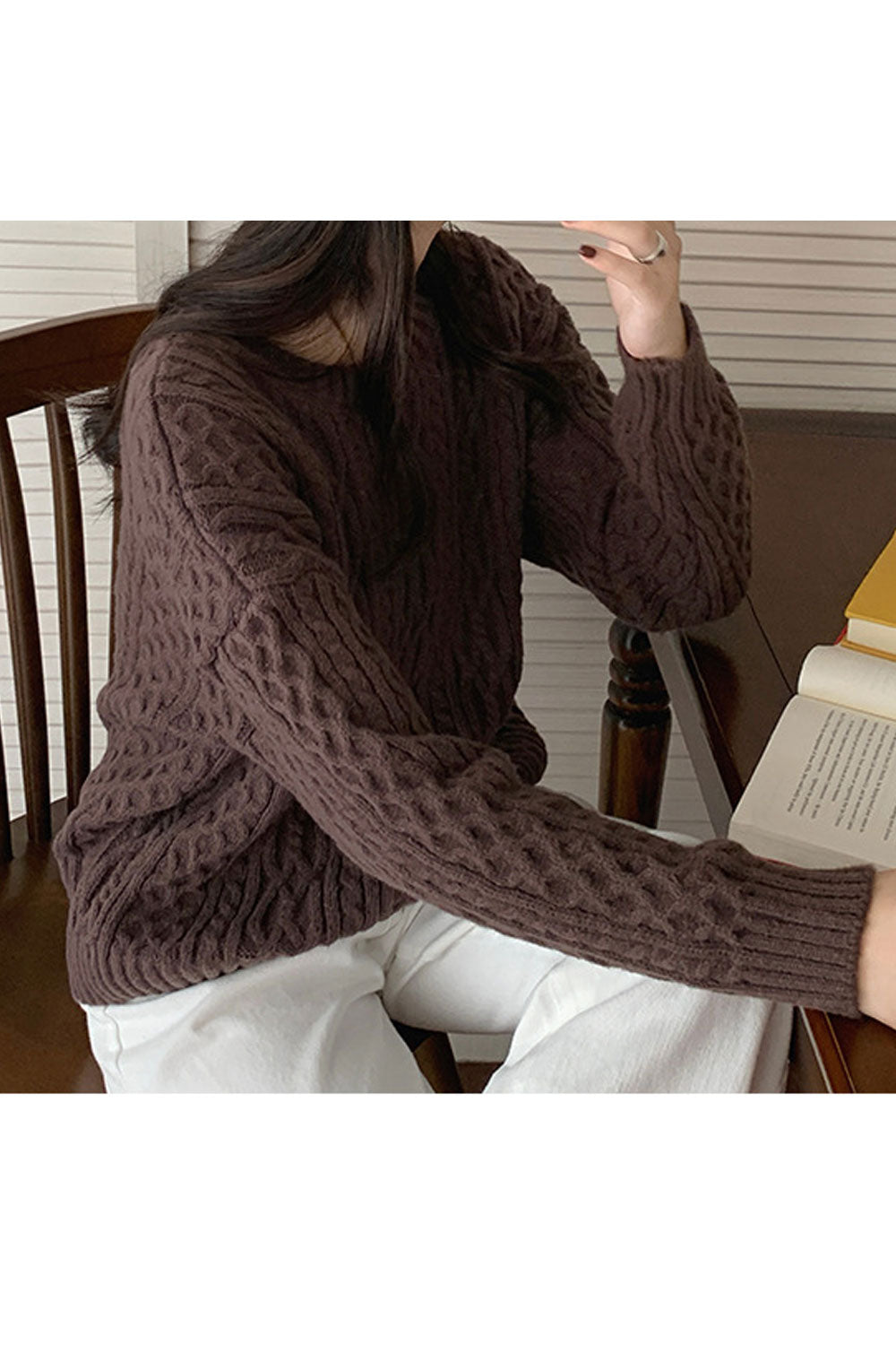 Women Knitted Loose Thick Winter & Autumn Solid Pattern Long Sleeve Wonderful Sweater