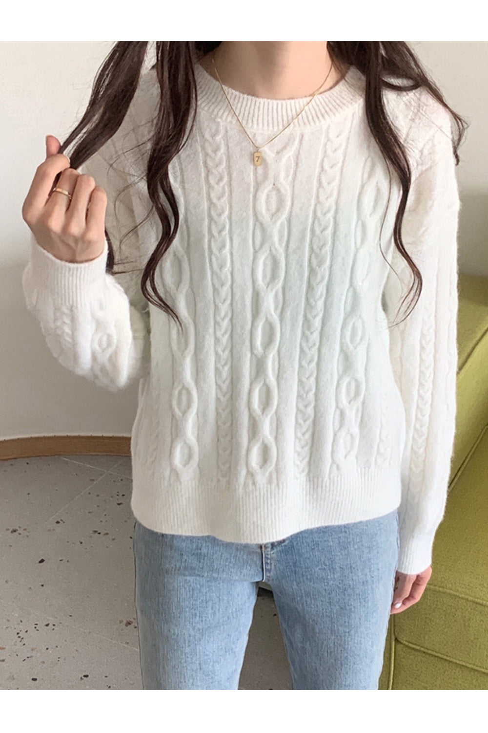 Women Thick Easy Round Neck Wonderful Long Sleeve Solid Pattern Decent Cozy Pullover Sweater