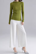 Women Classy Knitted Winter Season Half High Neck Pullover Convenient Cozy Long Sleeve Sweater
