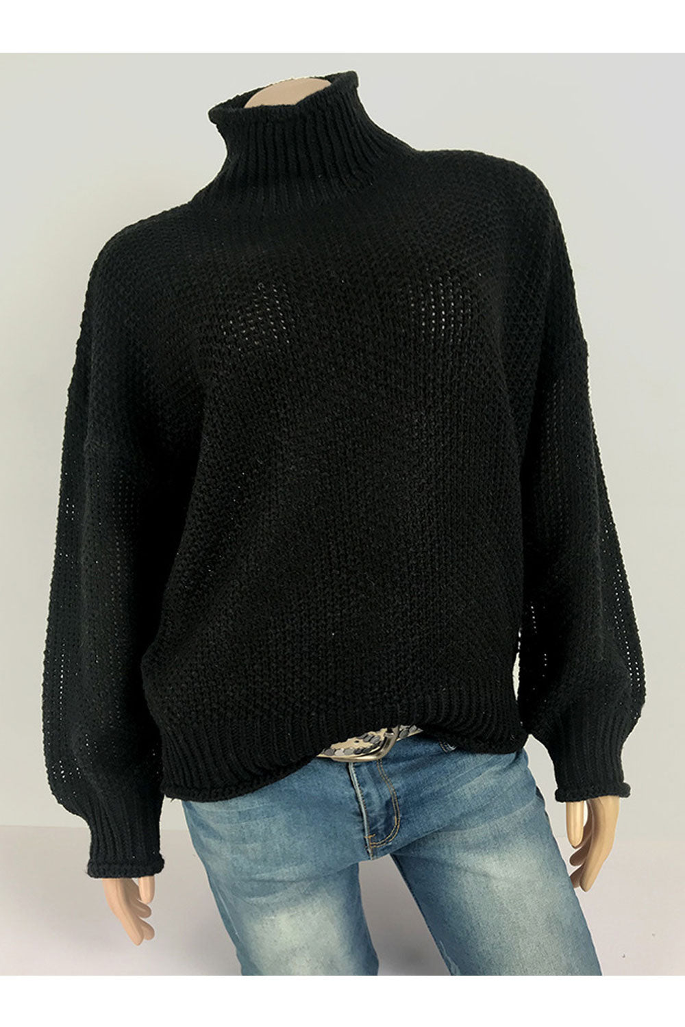 Women Thick Knitted Loose Styled Solid Pattern High Neck Long Sleeve Casual Pullover Winter Sweater