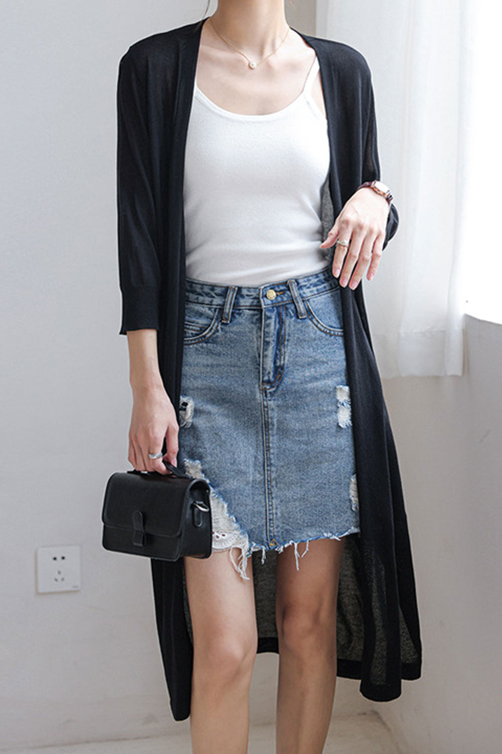 Women Comfortable Long Sleeve Mid Length Outstanding Solid colored Cozy V-Neck Front Open Winter Cardigan