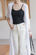 Women Comfortable Long Sleeve Mid Length Outstanding Solid colored Cozy V-Neck Front Open Winter Cardigan