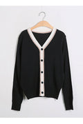 Women Magnificent Solid Colored Long Sleeve V-Neck Slim Fit Button Closure Convinient Winter Cardigan