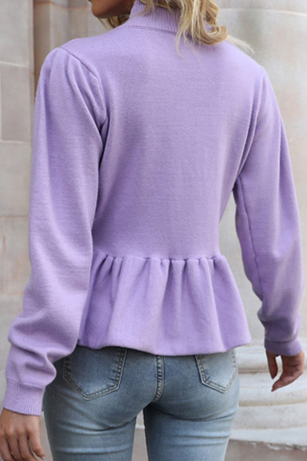 Women Knitted Long Sleeve Fantastic Solid Colored Stand Up Collar Windbreaker Pullover Sweater