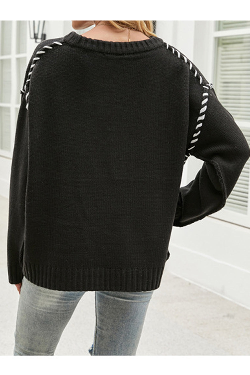 Women Knitted Long Sleeve Easy Round Neck Lovely Solid Colored Restful Windproof Casual Pullover Sweater
