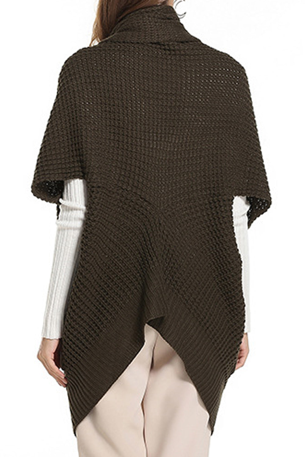 Women Knitted Short Sleeve Superb Solid Colored Flap Pockets Front Open Stylish Winter Cardigan