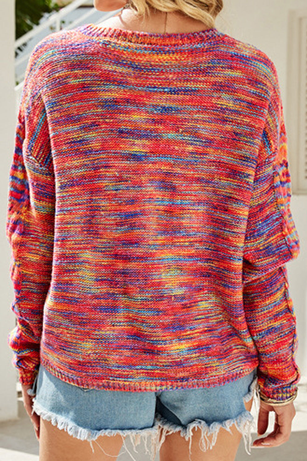 Women Beautiful Printed Pattern Thick Long Sleeve Round Neck Warm Pullover Sweater