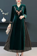Women Printed Neck Warm & Thick Autumn Winter Dress