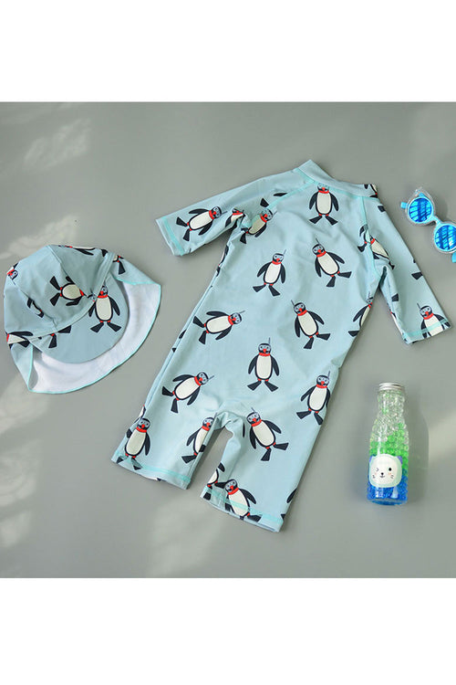 Baby & Toddler Boys Elegant Cartoon Pattern Round Neck Long Sleeve Comfortable Swimwear