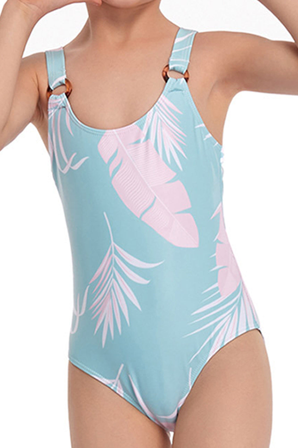 Kids Girls Strap Neck Printed Summer One Piece Swimwear