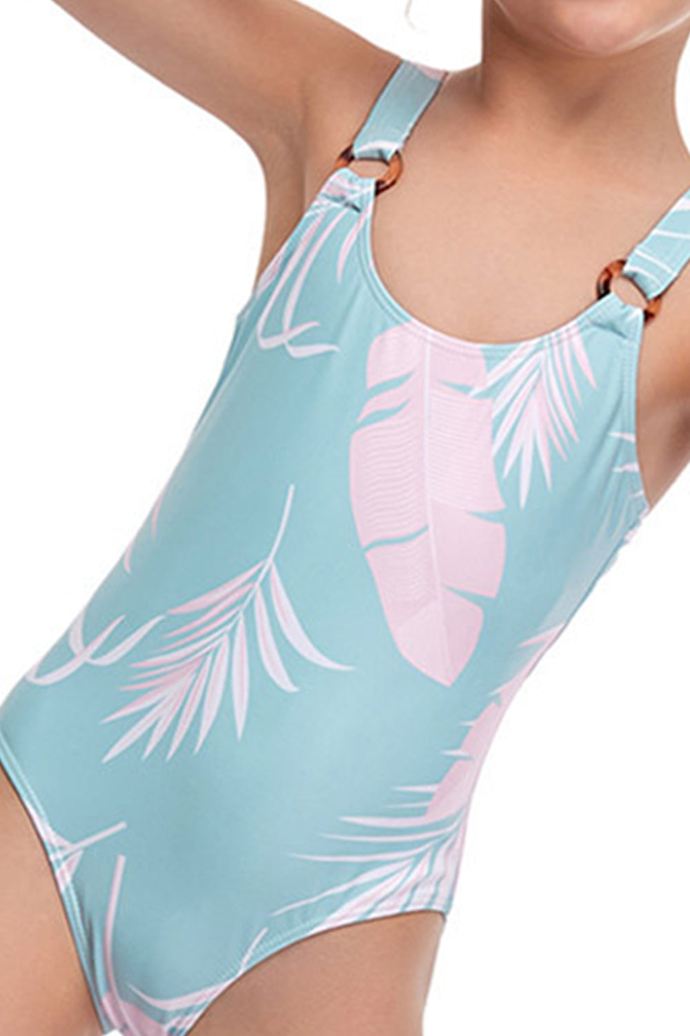 Kids Girls Strap Neck Printed Summer One Piece Swimwear