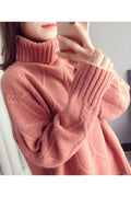Women Elegant Styled Solid Pattern Beautiful High Neck Warm Sweater