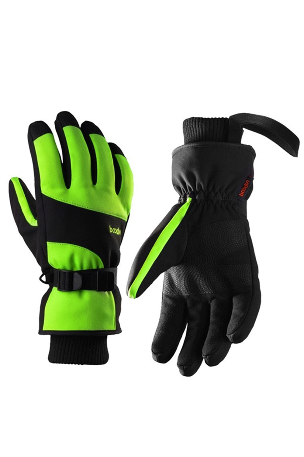 Women Windproof Solid Colored Thick Elasticated Wrist Touch Screen Winter Ski Gloves