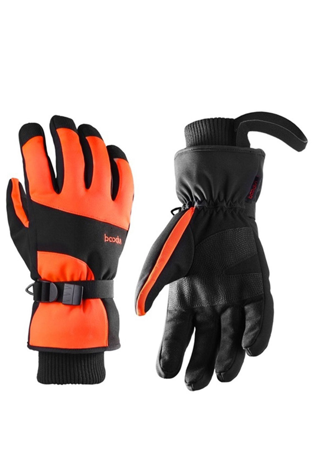 Women Windproof Solid Colored Thick Elasticated Wrist Touch Screen Winter Ski Gloves