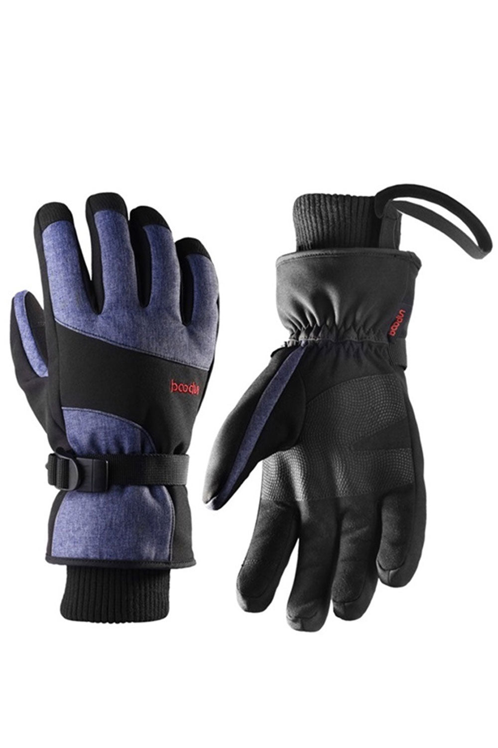 Women Windproof Solid Colored Thick Elasticated Wrist Touch Screen Winter Ski Gloves