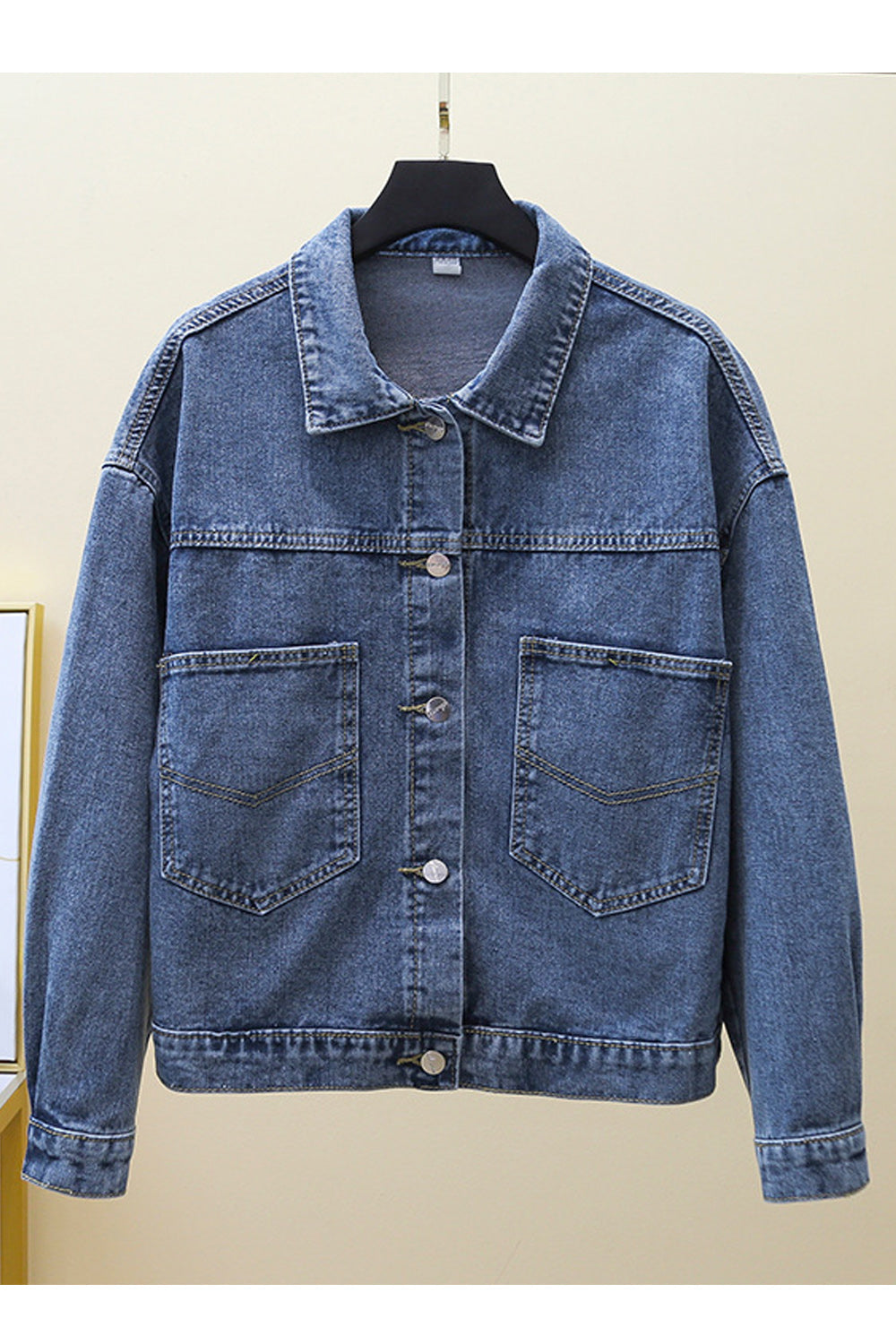 Women Collar Neck Solid Pattern Button Closure Modish Amazing Lightweight Classy Denim Jacket