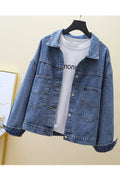 Women Collar Neck Solid Pattern Button Closure Modish Amazing Lightweight Classy Denim Jacket