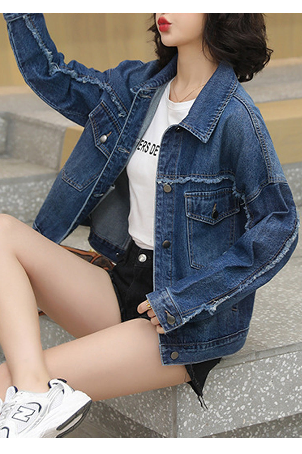 Women Collar Neck Superb Alluring Long Sleeve Fantastic Denim Jacket