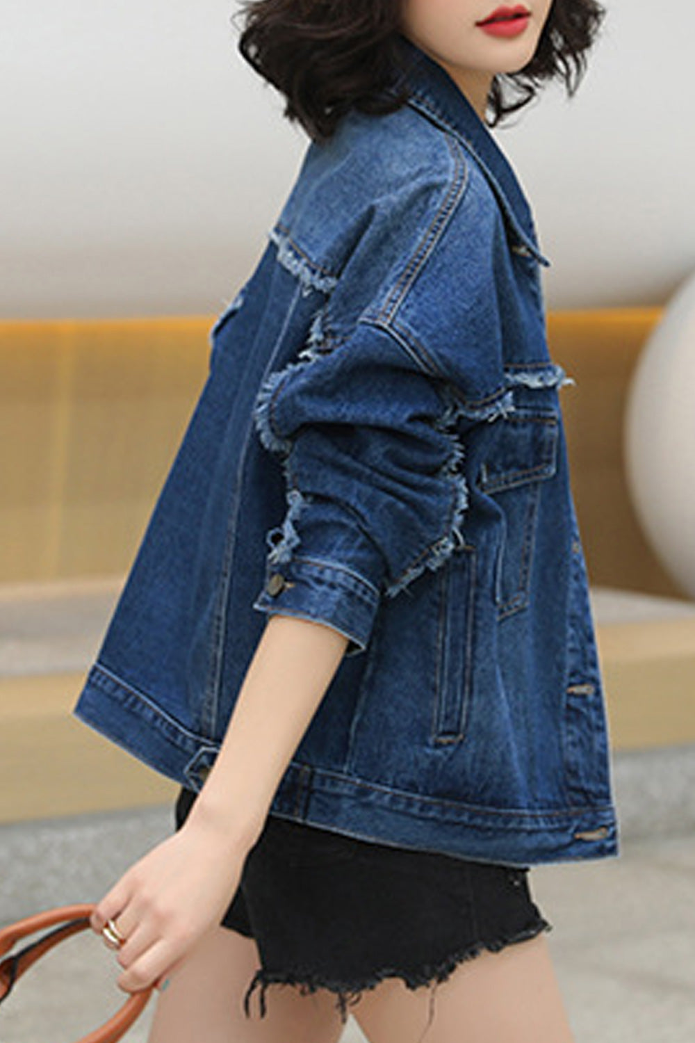 Women Collar Neck Superb Alluring Long Sleeve Fantastic Denim Jacket