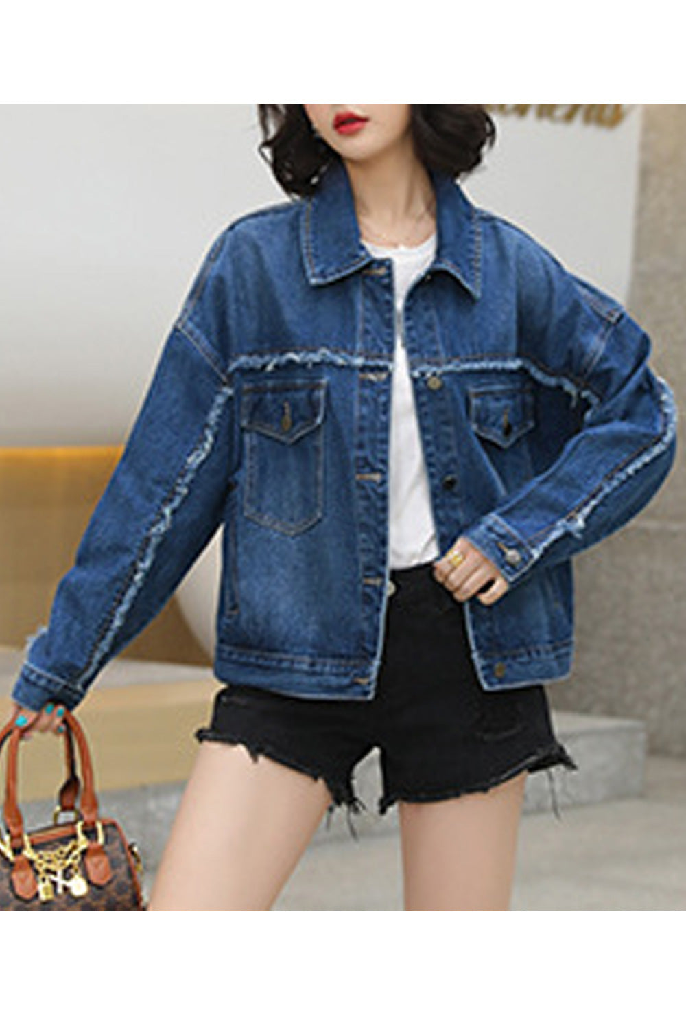 Women Collar Neck Superb Alluring Long Sleeve Fantastic Denim Jacket