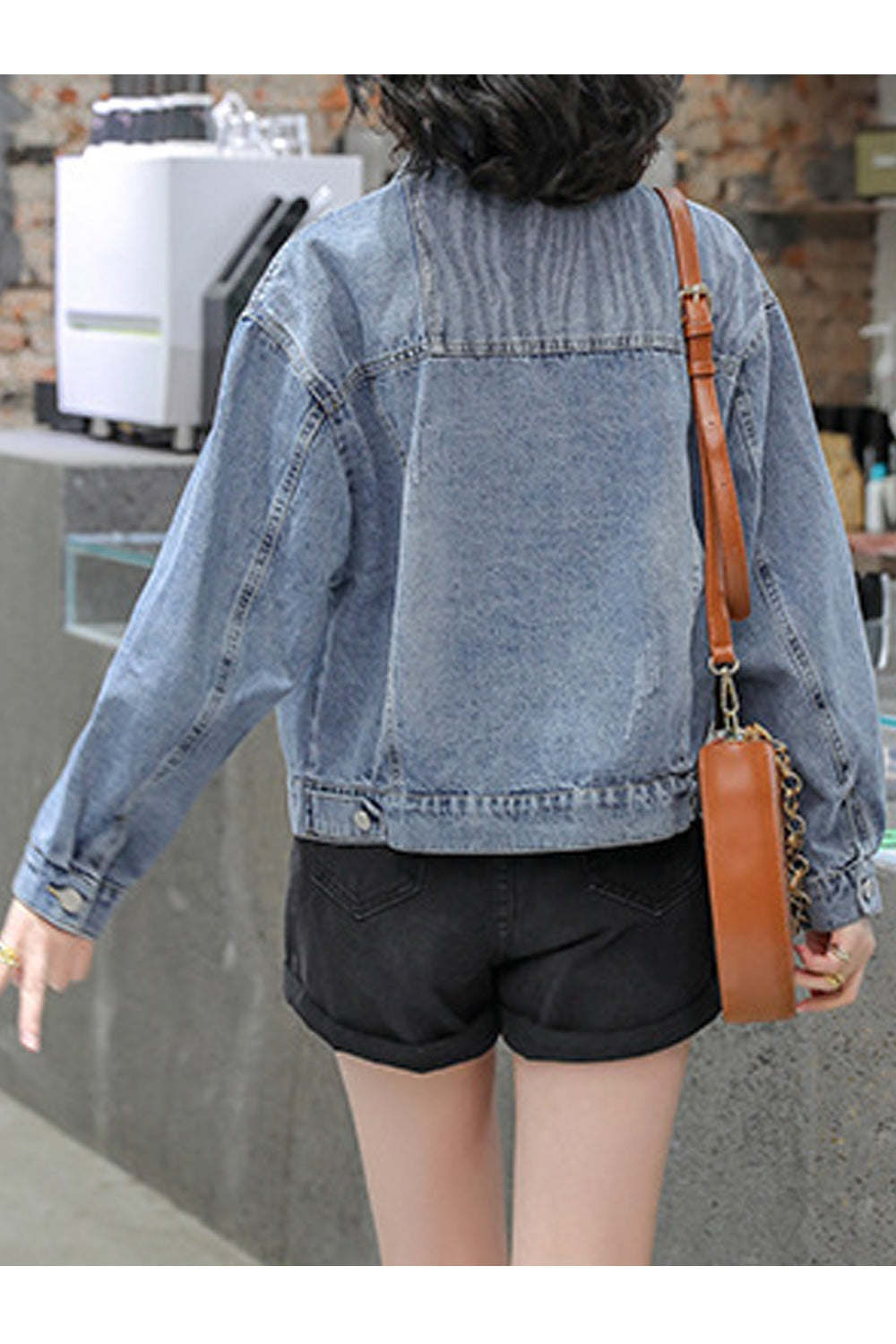 Women Fantastic Long Sleeve Loose Breathable Front Button Closure Denim Jacket