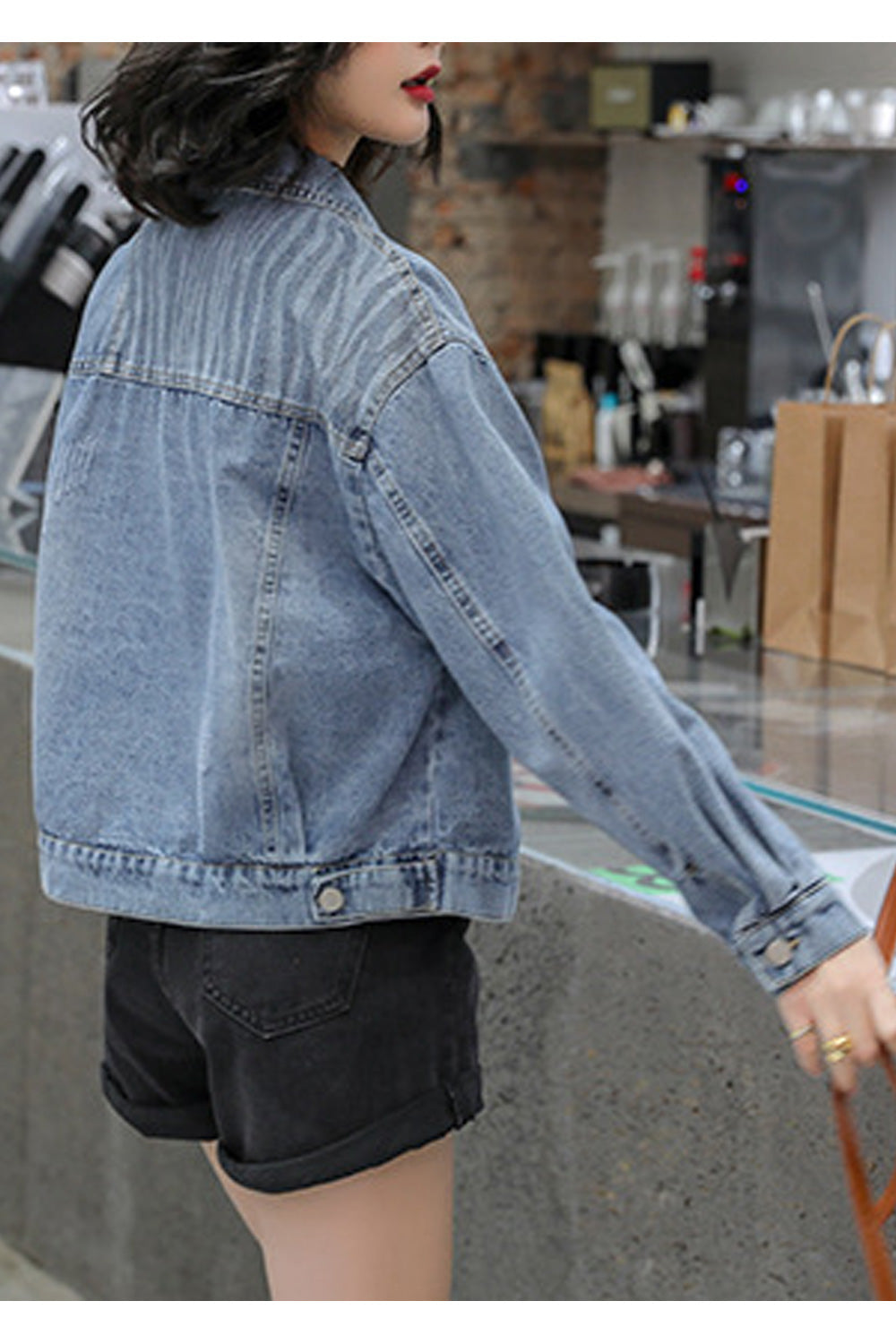Women Fantastic Long Sleeve Loose Breathable Front Button Closure Denim Jacket