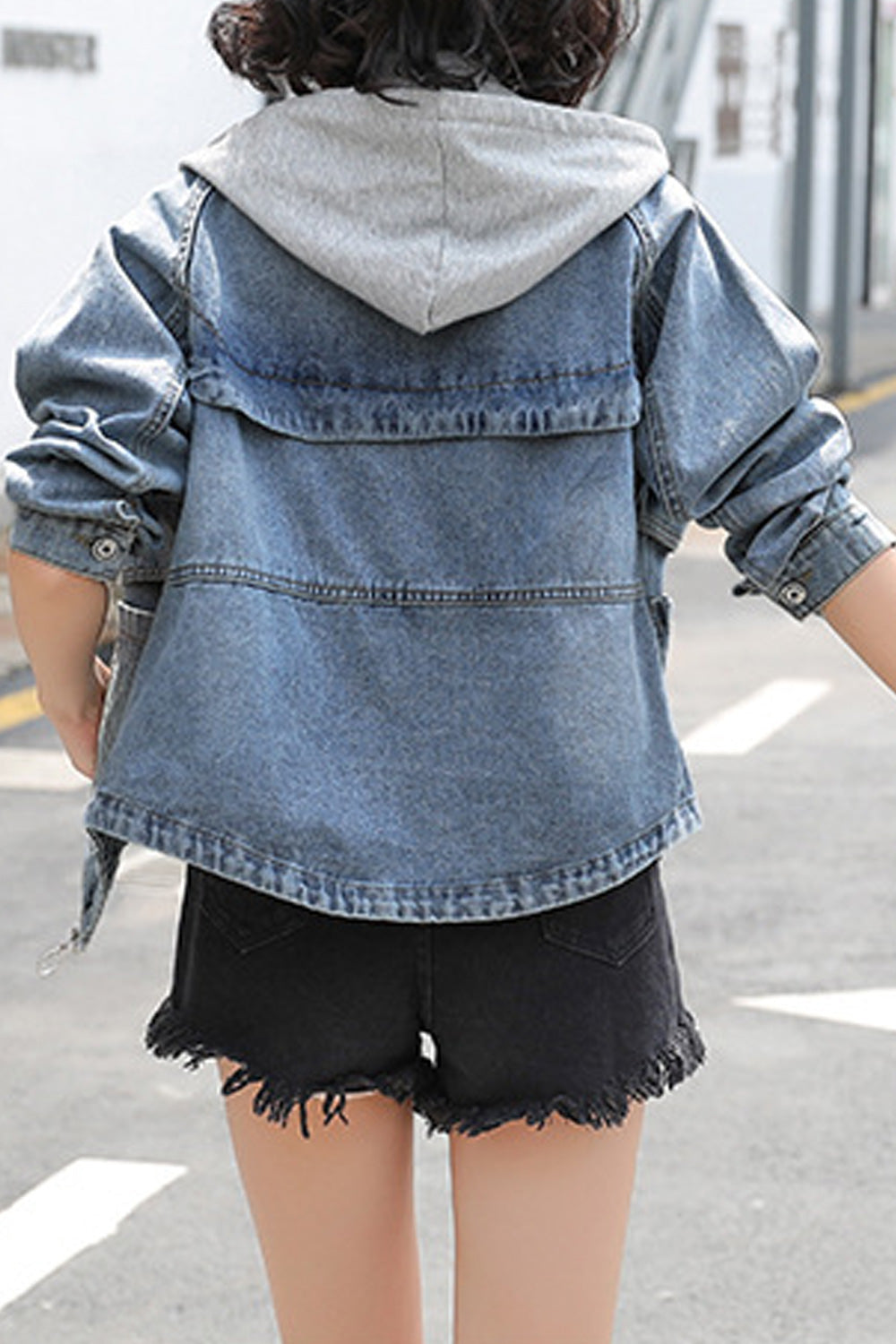 Women Hooded Neck Warm Long Sleeve Splendid Relaxing Winter Zipper Denim Jacket