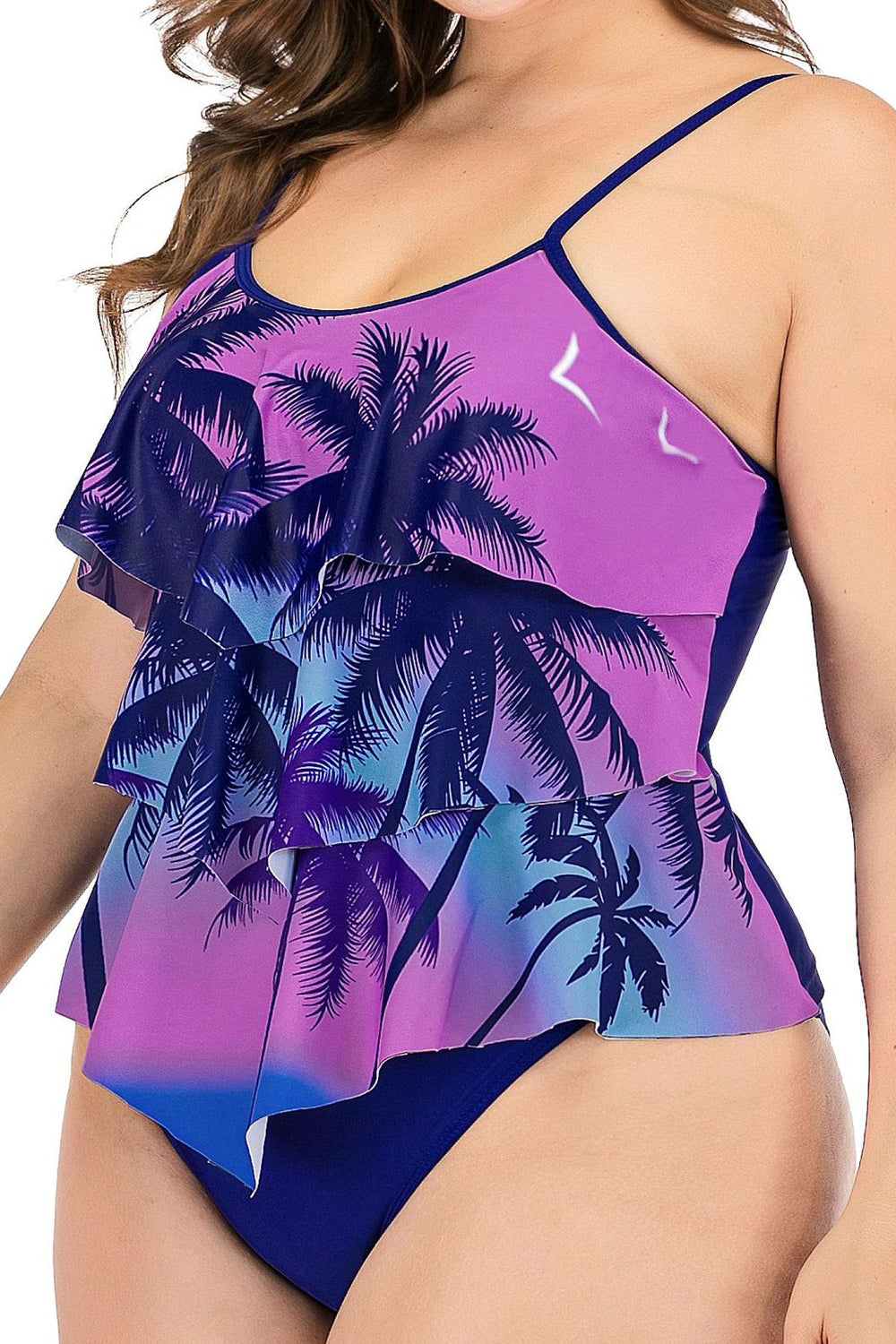 Women Stylish Printed Strap Neck One Piece Swimwear