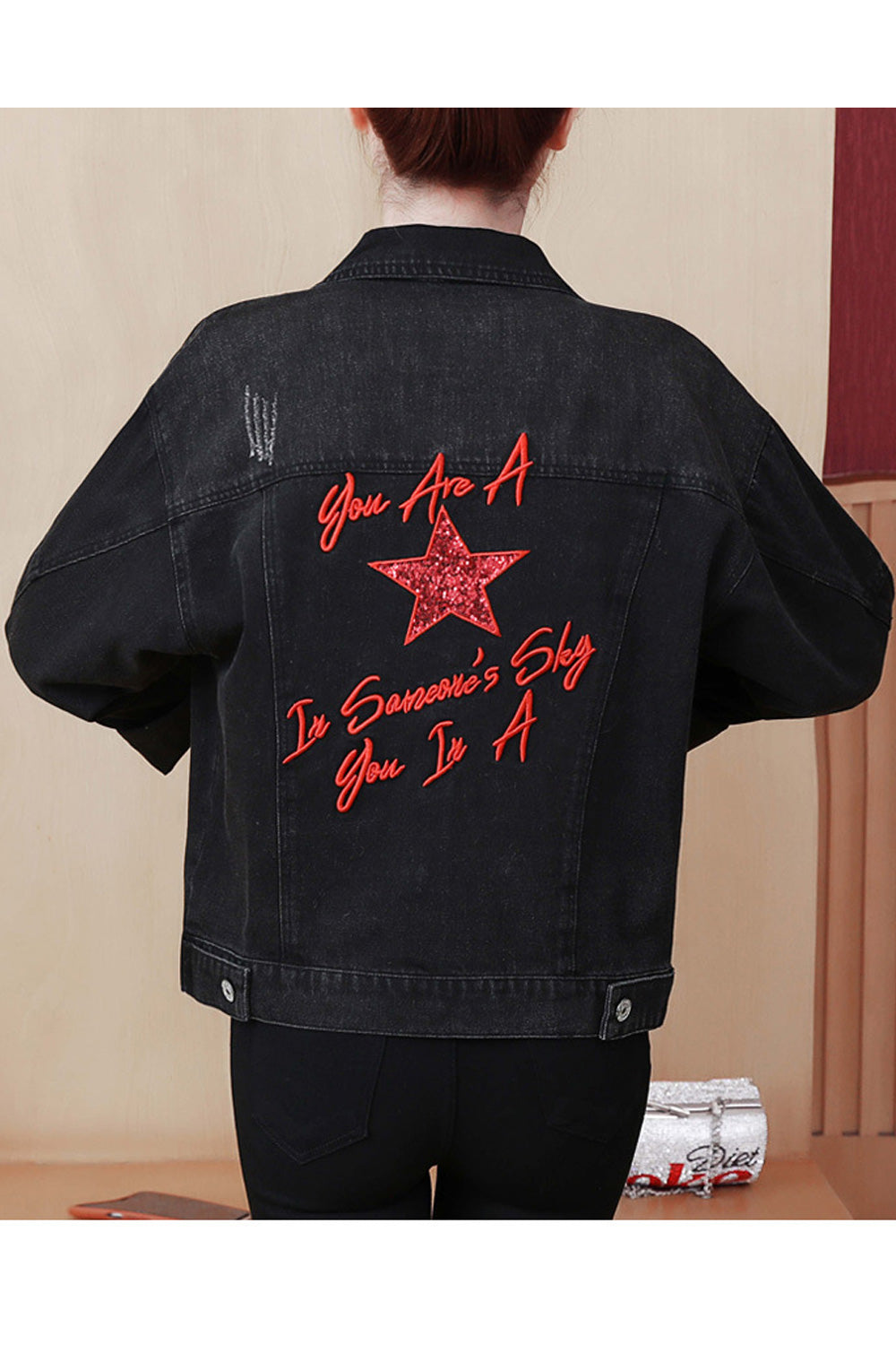 Women Awesome Printed Style Fabulous Ventilated Casual Winter Warm Long Sleeve Denim Jacket