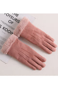 Women Windproof Solid Pattern Elegant Warm Convenient Suede Gloves