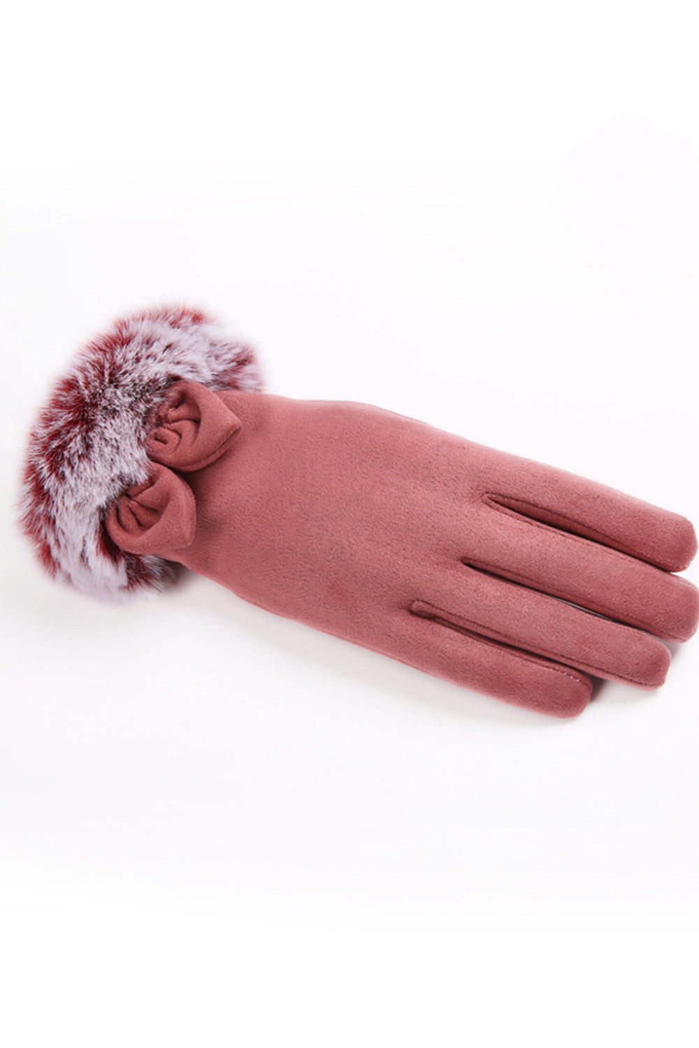 Women Beautiful Solid Pattern Cozy Suede Gloves