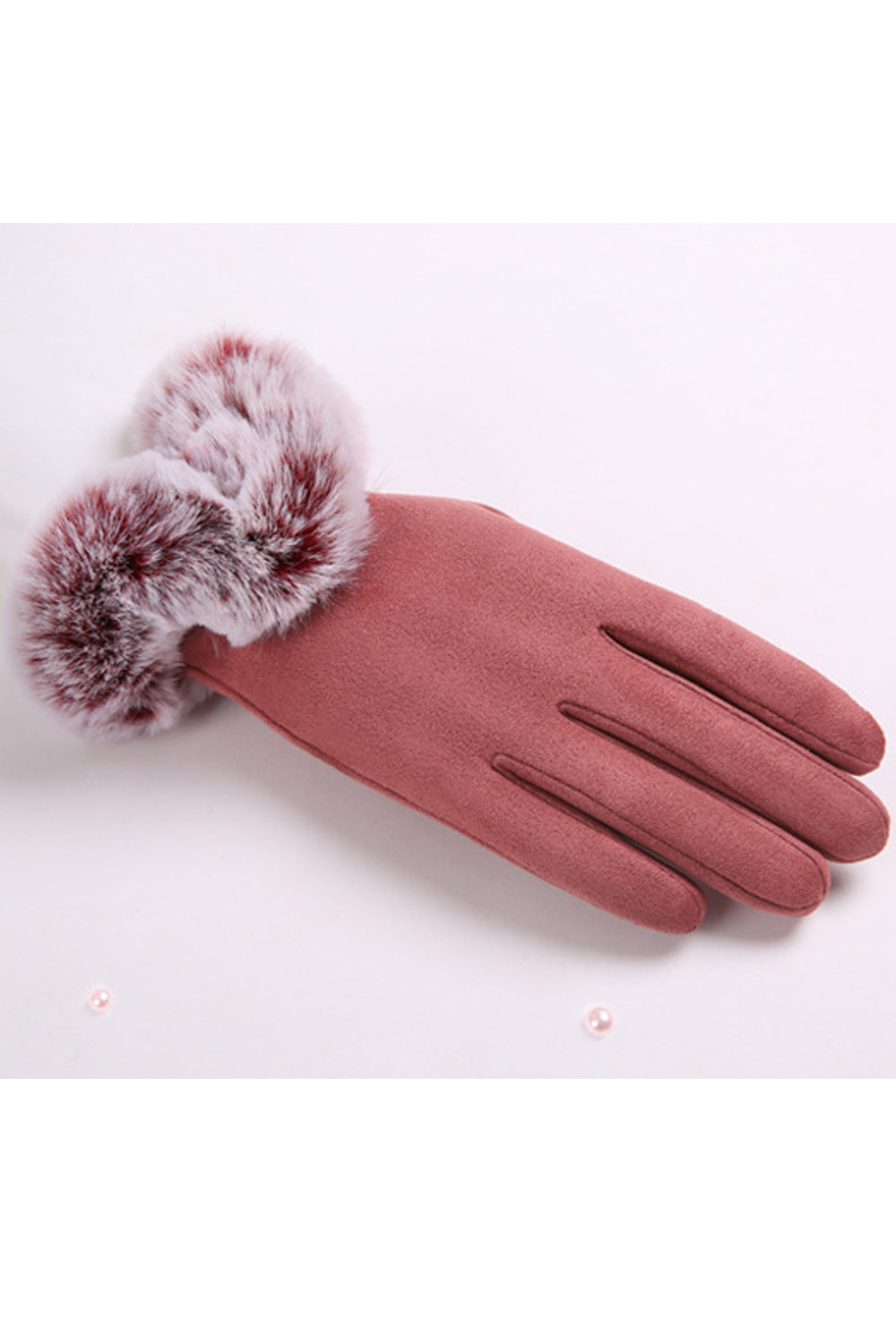 Women Beautiful Solid Pattern Cozy Suede Gloves