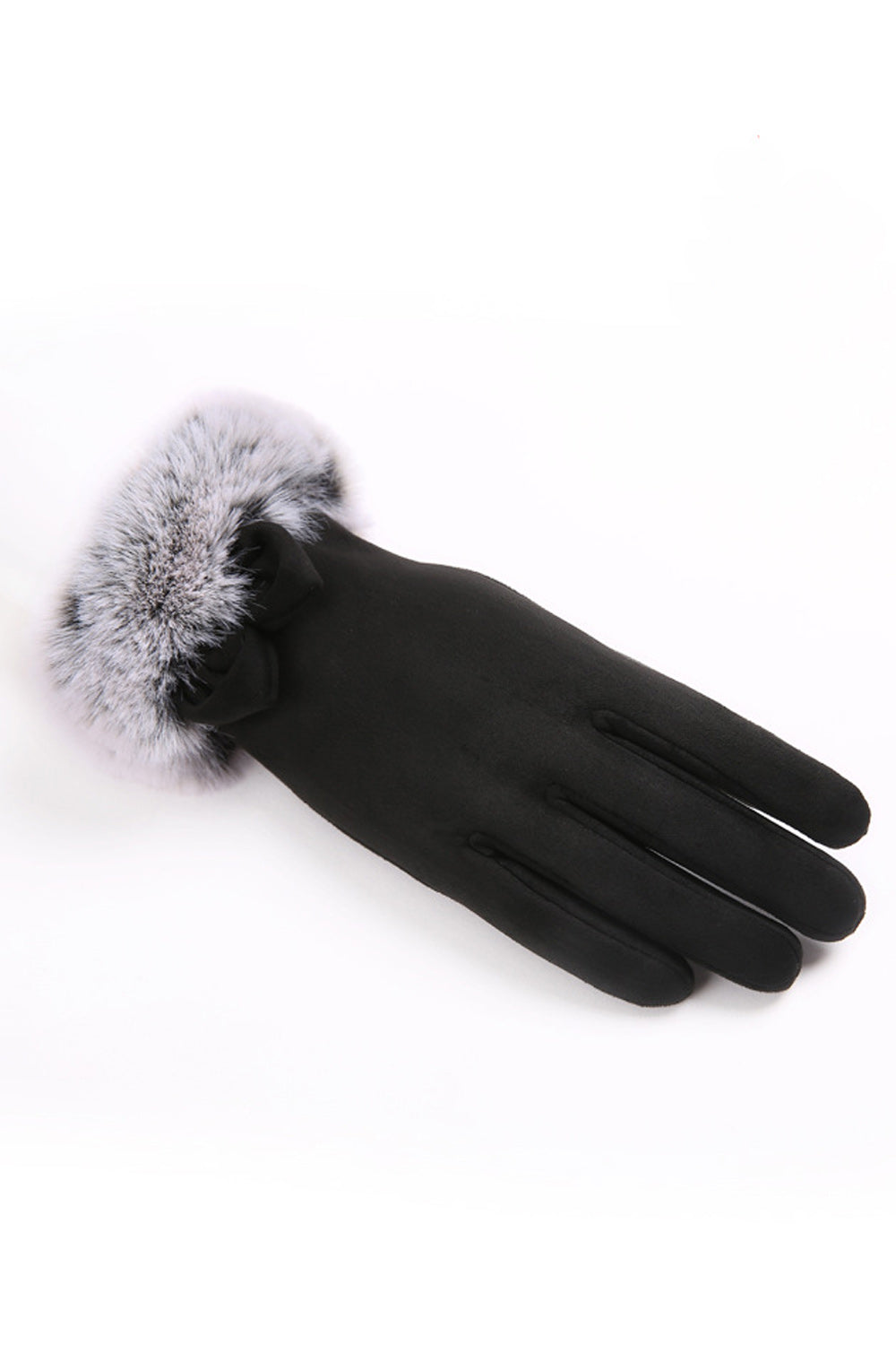 Women Beautiful Solid Pattern Cozy Suede Gloves