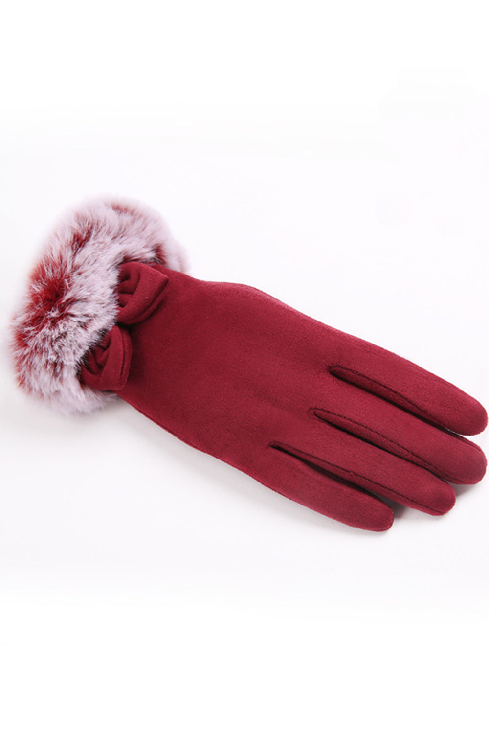 Women Beautiful Solid Pattern Cozy Suede Gloves