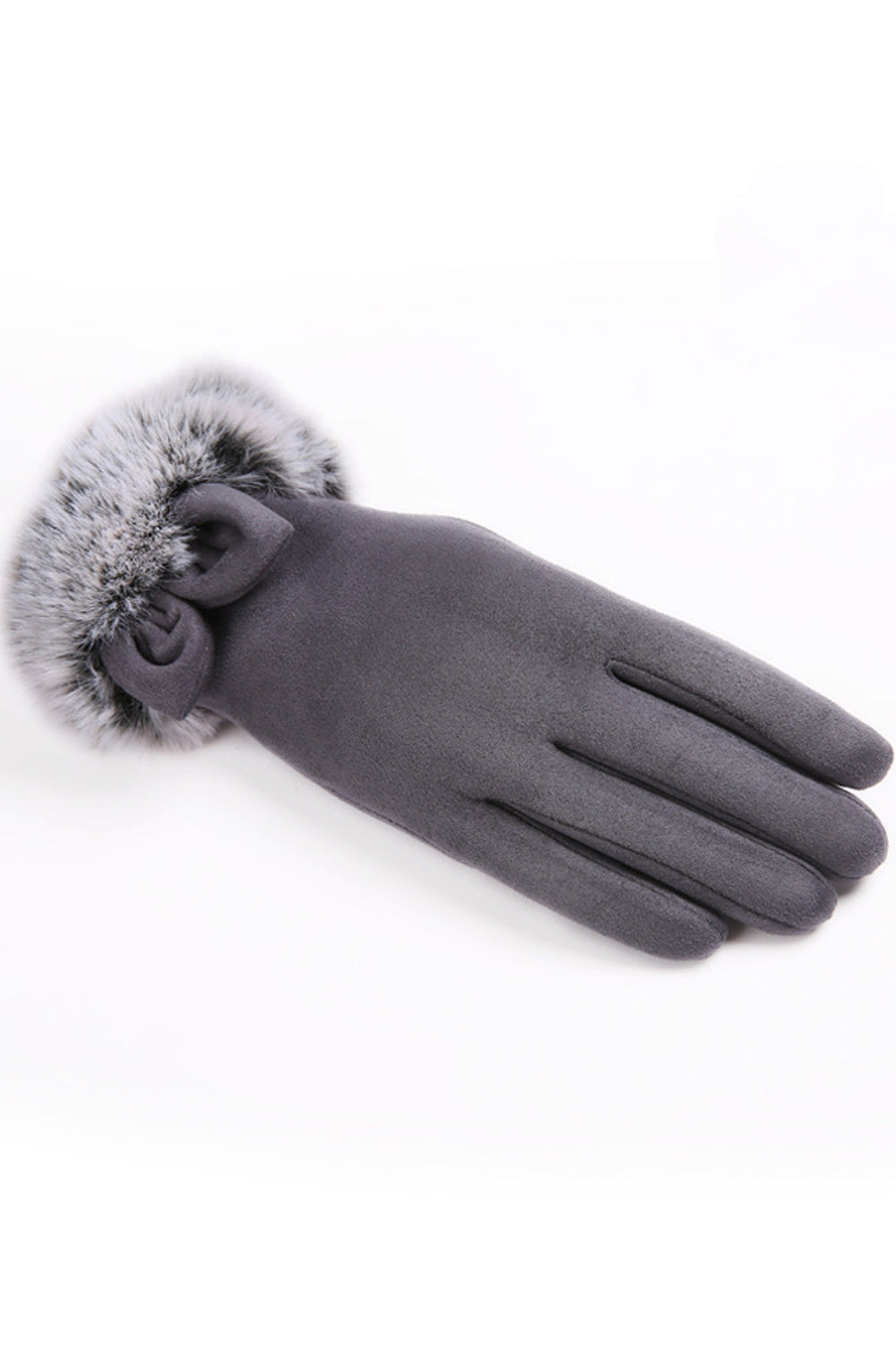 Women Beautiful Solid Pattern Cozy Suede Gloves