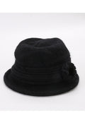 Women Lovely Solid Pattern Flower Decorated Knitted Hat