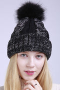 Women Magnificent Hair Ball Decorated Pretty Winter Knitted Hat