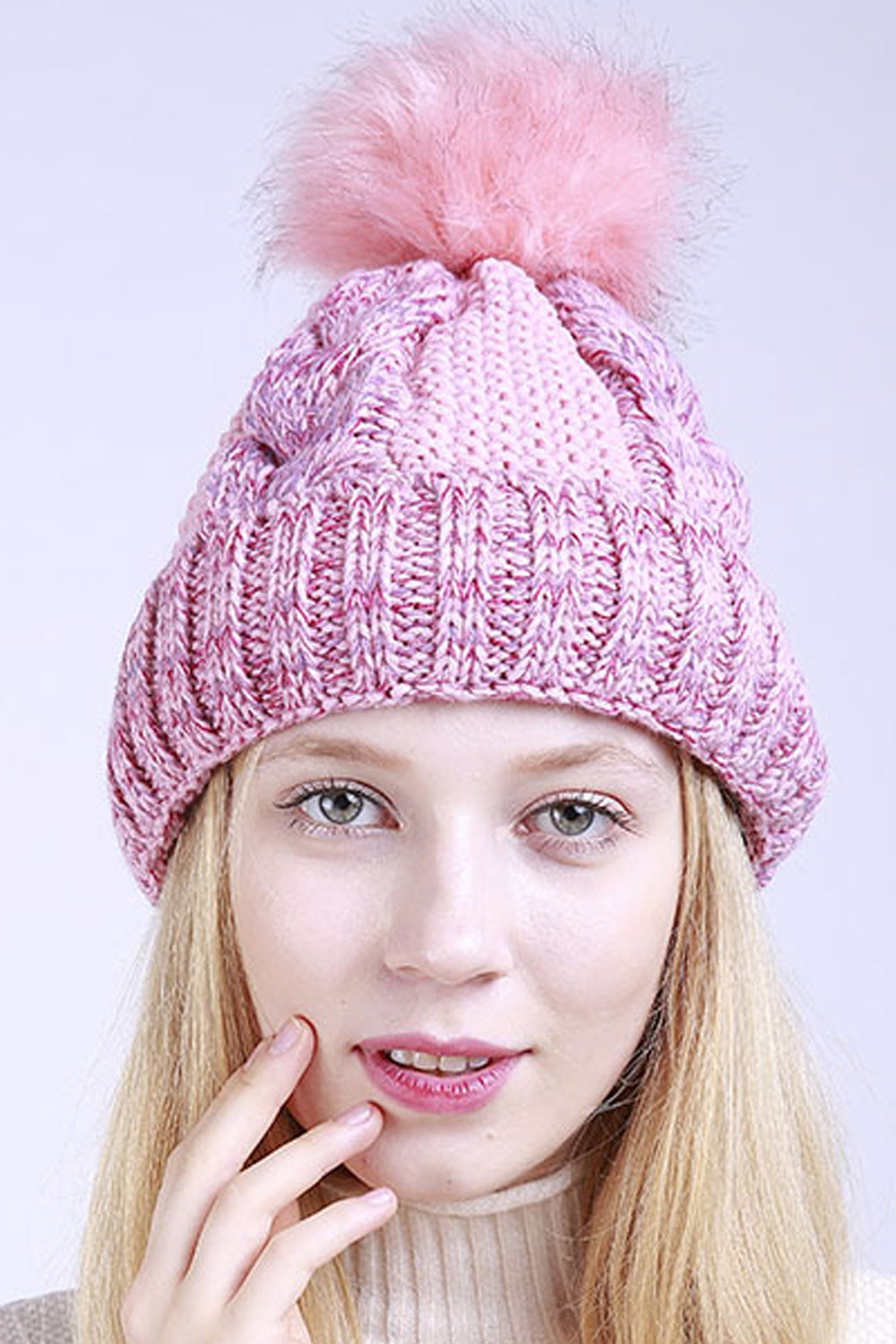 Women Magnificent Hair Ball Decorated Pretty Winter Knitted Hat