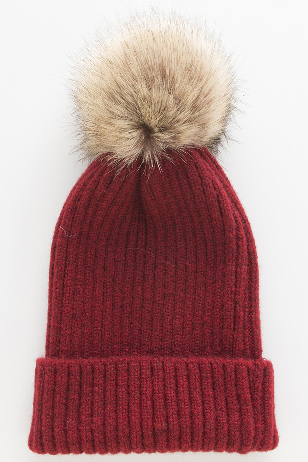 Women Solid Pattern Trendy Hair Ball Attached Lovely Knitted Hat