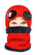 Women Warm Face Protection Glasses Cozy Knitted Hat