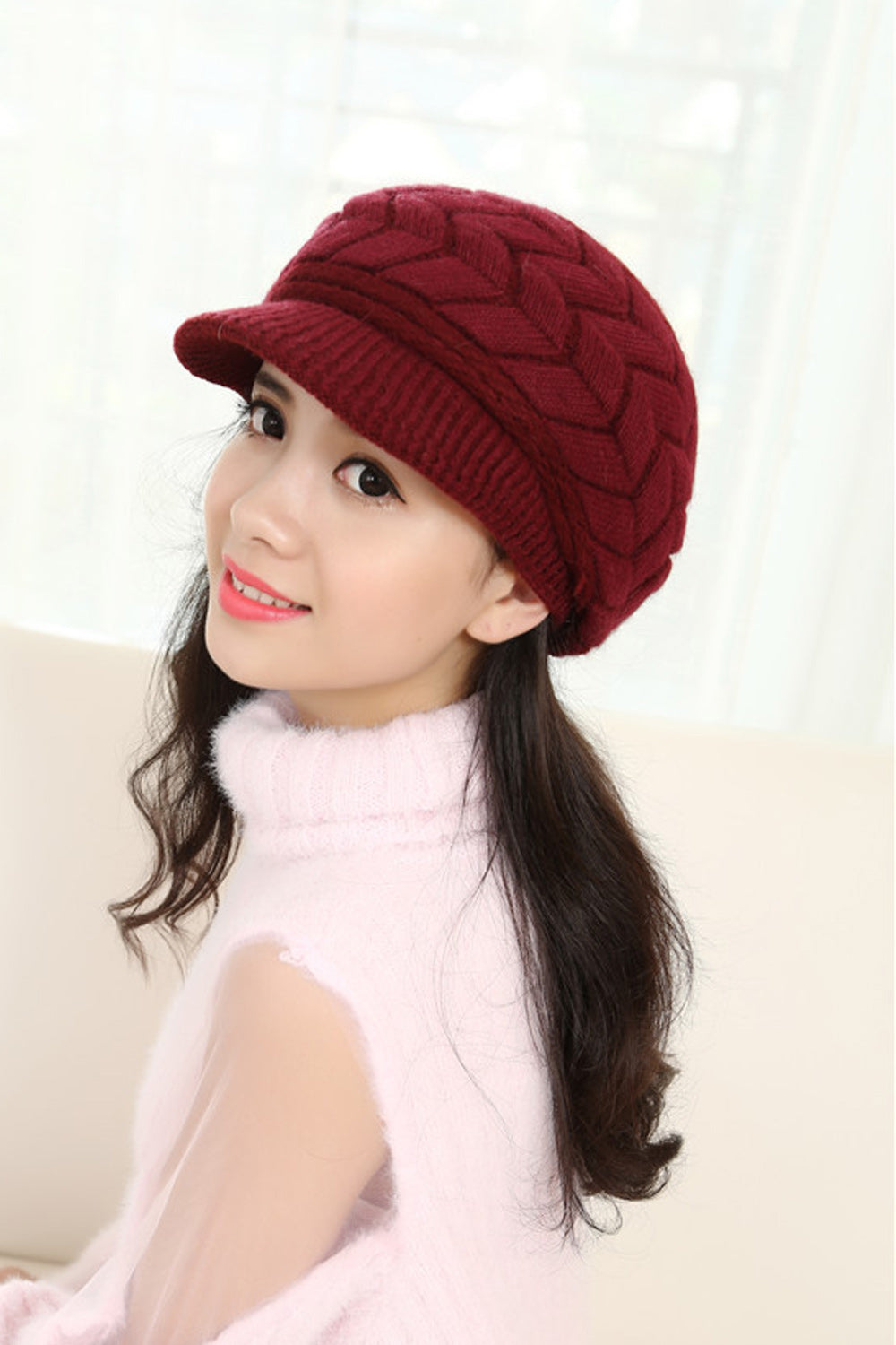 Women Thick Solid Pattern Beautiful Cozy Knitted Hat