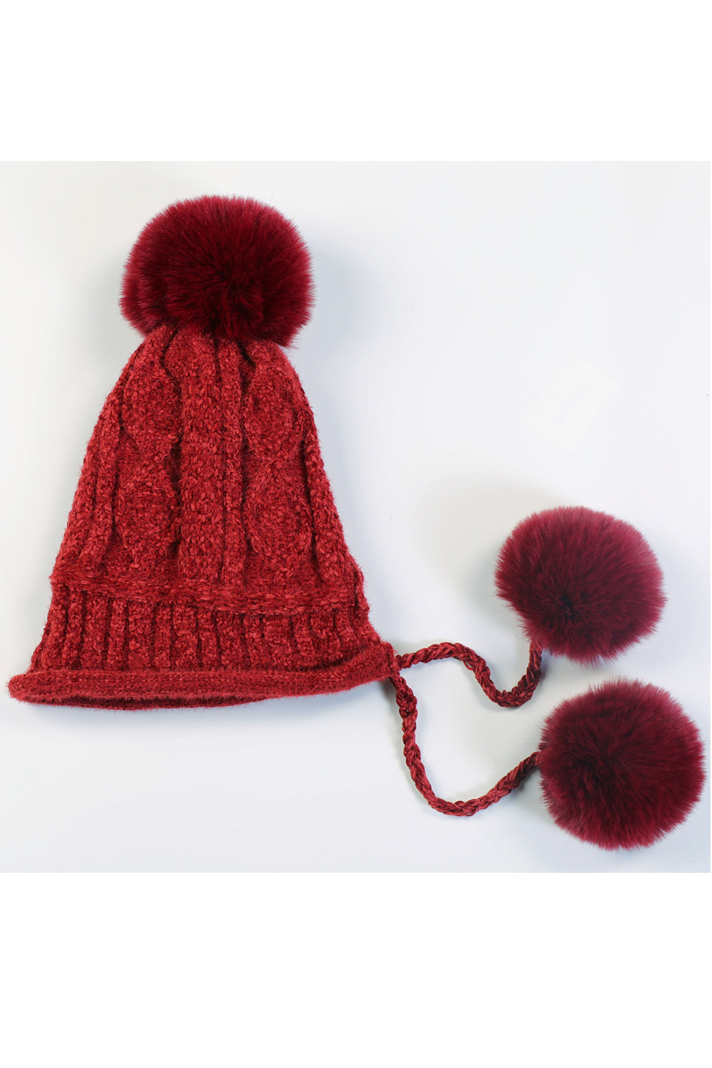 Women Cute Solid Pattern Hair Ball Attached Magnificent Knitted Hat