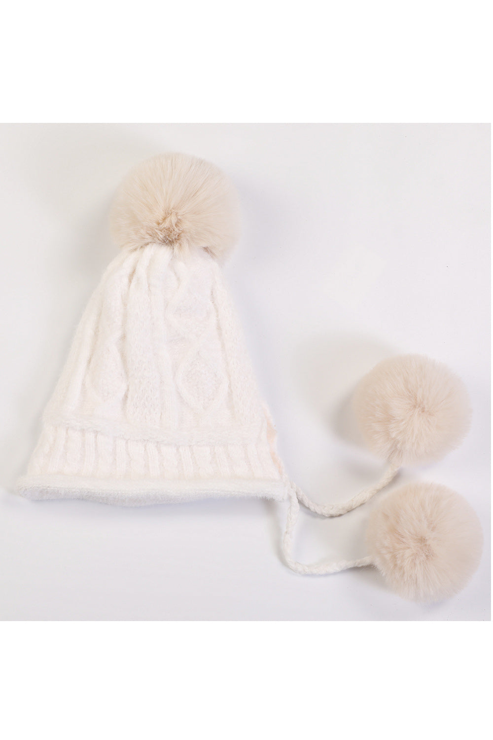 Women Cute Solid Pattern Hair Ball Attached Magnificent Knitted Hat