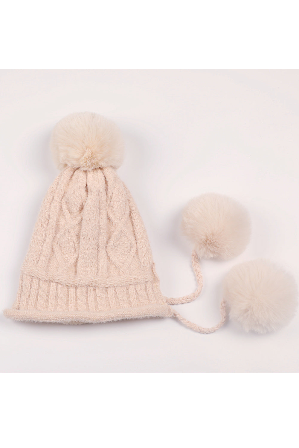 Women Cute Solid Pattern Hair Ball Attached Magnificent Knitted Hat