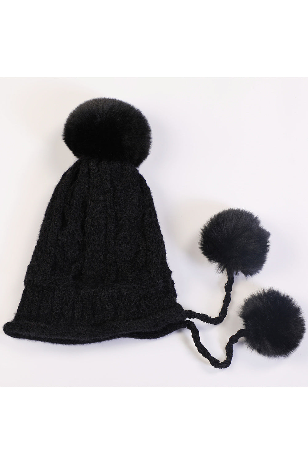 Women Cute Solid Pattern Hair Ball Attached Magnificent Knitted Hat