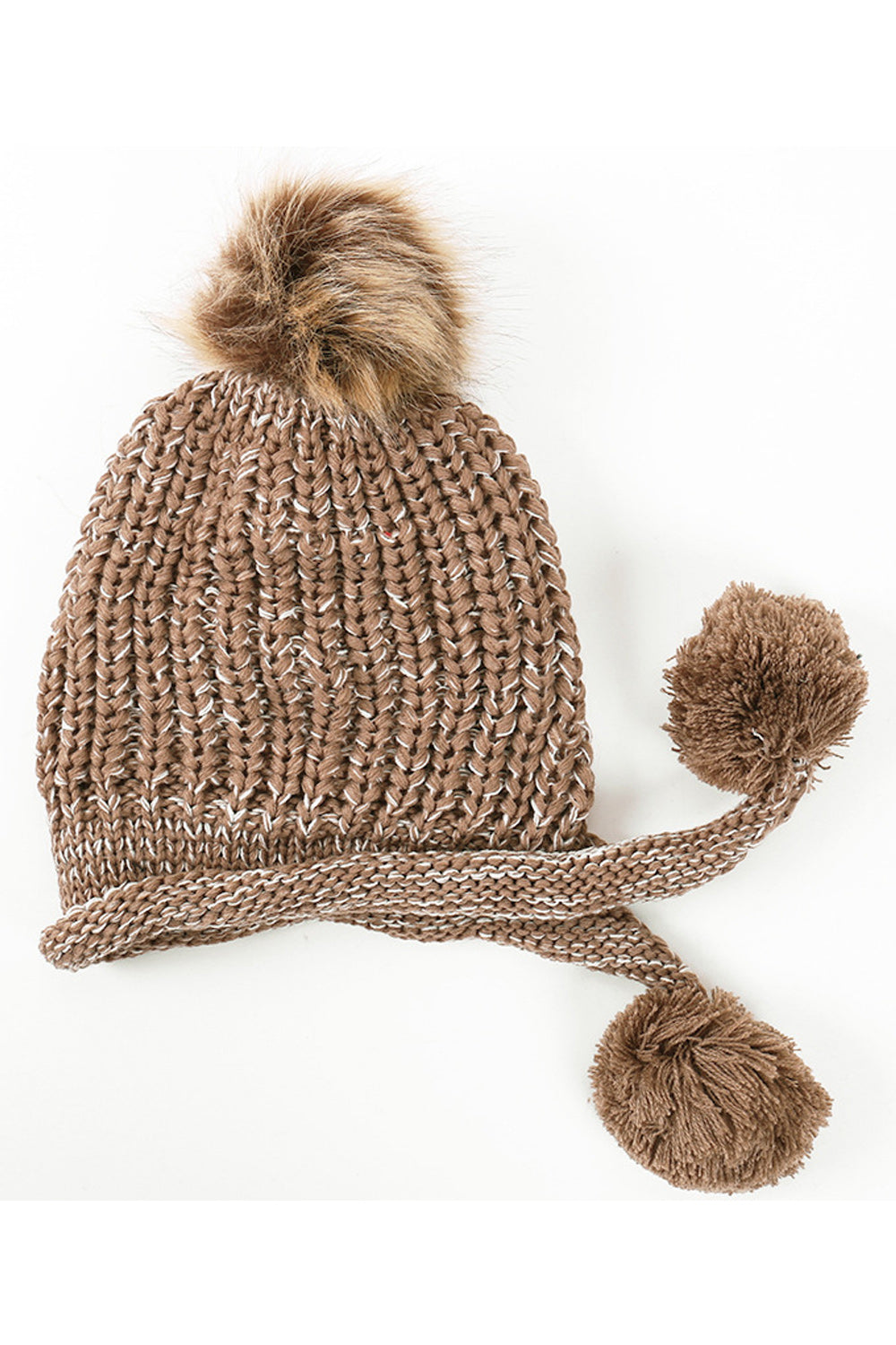 Women Pretty Hair Ball Attached Breathable Cozy Knitted Hat