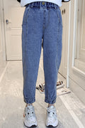 Kids Girls Stylish Solid Colored Pocket Styling Comfy Jeans