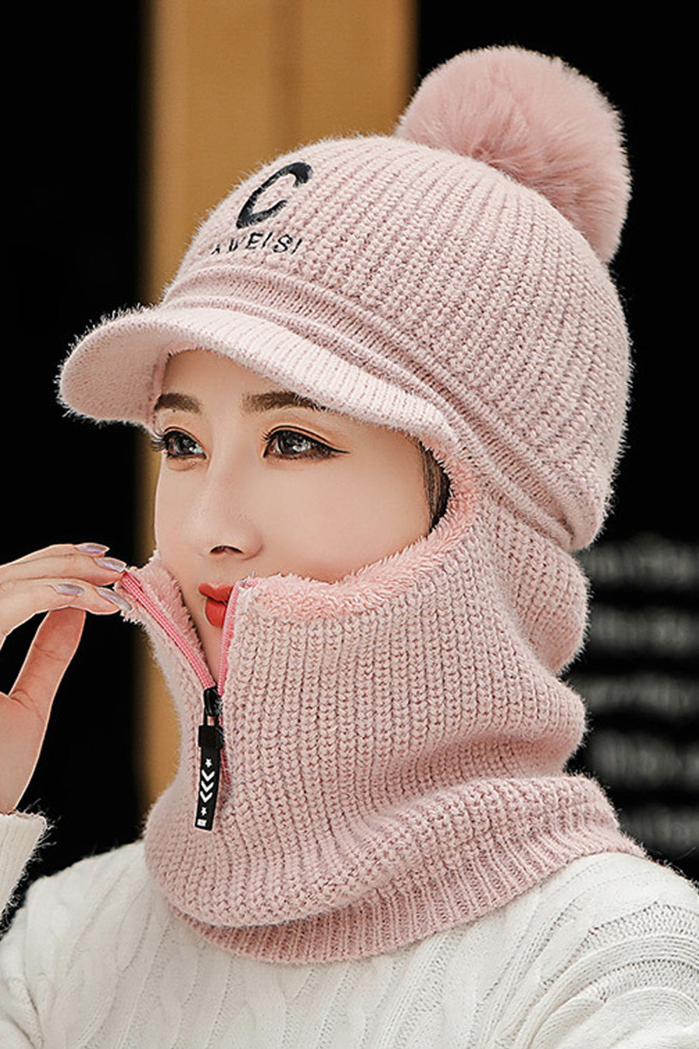 Women Tremendous Letter Embroidery Cozy Ear Protection Knitted Hat