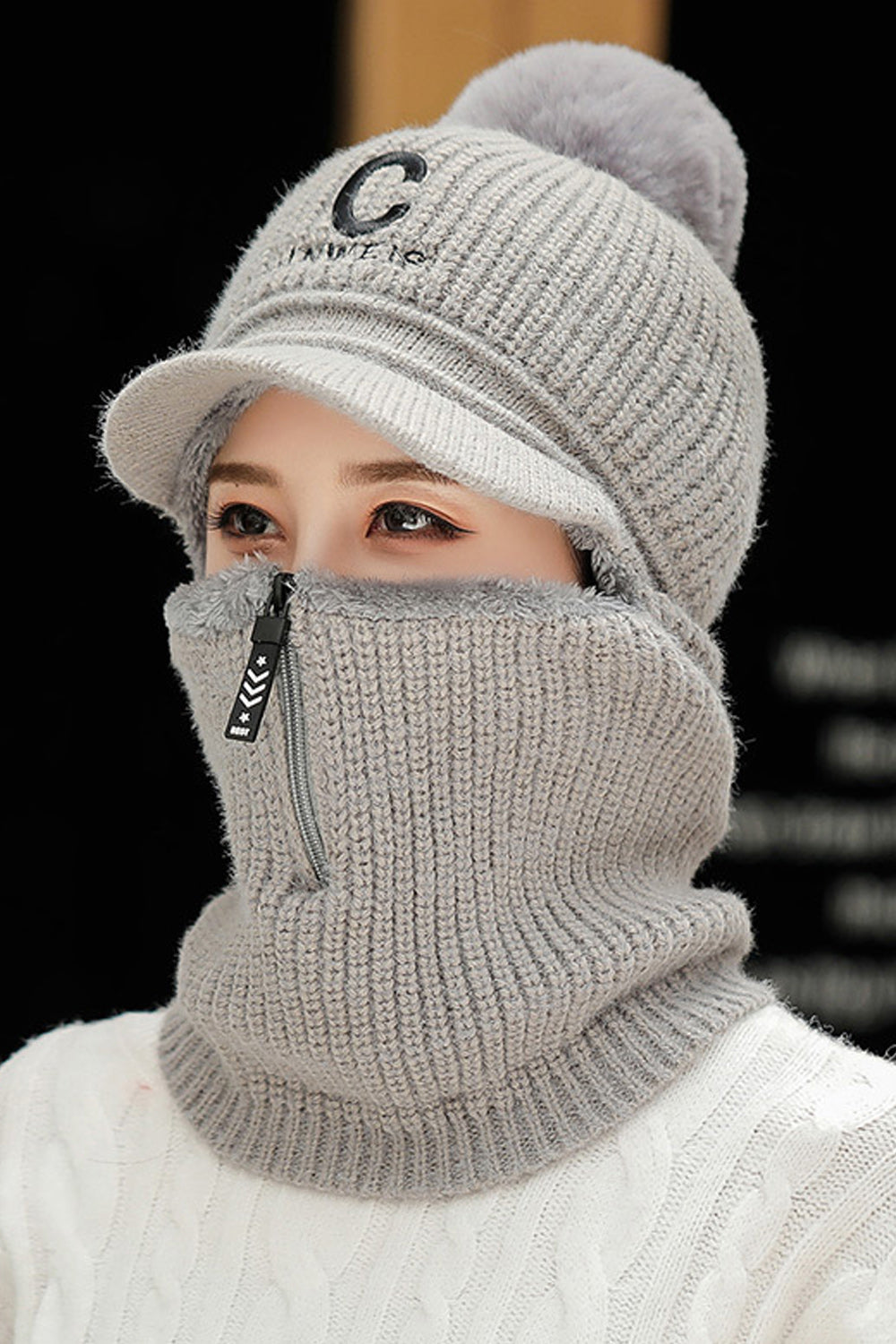 Women Tremendous Letter Embroidery Cozy Ear Protection Knitted Hat
