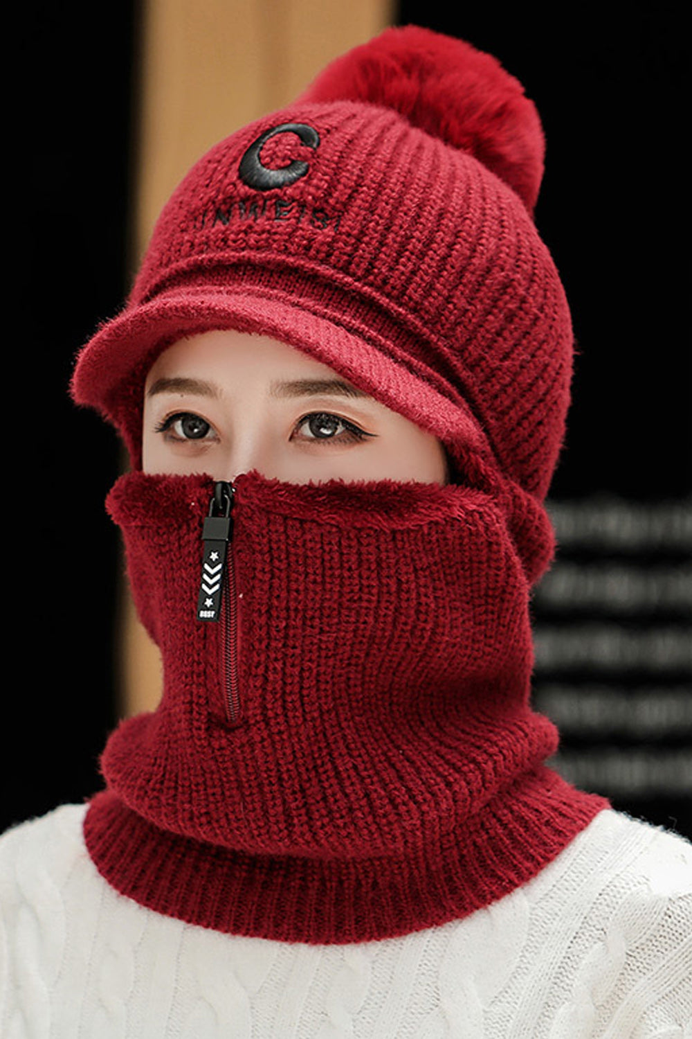 Women Tremendous Letter Embroidery Cozy Ear Protection Knitted Hat